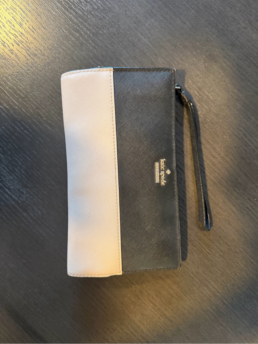 kate spade Two-Tone Black and Cream Wristlet Wallet